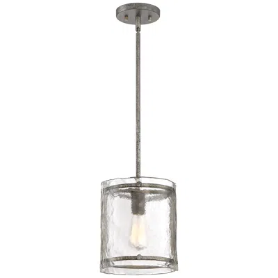 Quoizel Fortress 9 1/4" Wide Mottled Silver And Glass Mini Pendant