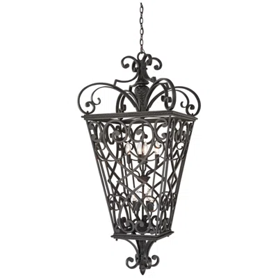 Quoizel French Quarter 31" Wide Marcado Black 8-light Hanging Lantern