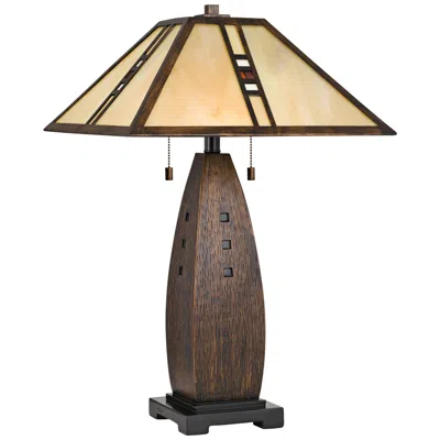 Quoizel Fulton 26 1/2" Mission Bronze Tiffany-style Shade Table Lamp