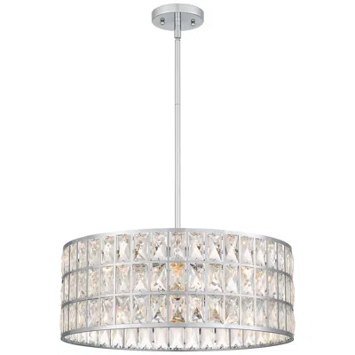 Quoizel Gibson 20"w Polished Chrome And Crystal Drum Pendant Light