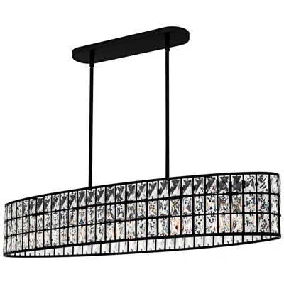 Quoizel Gibson 42" Wide Black And Crystal 5-light Linear Chandelier