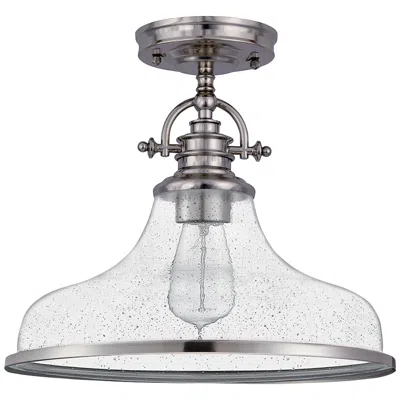 Quoizel Grant 13 1/2" High Brushed Nickel Glass Dome Ceiling Light