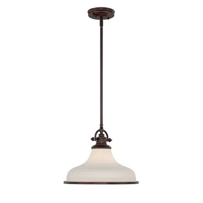 Quoizel Grant 13 1/2" Wide Bronze And Opal White Dome Pendant Light