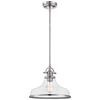 Quoizel Grant 13 1/2" Wide Brushed Nickel Seeded Glass Dome Pendant