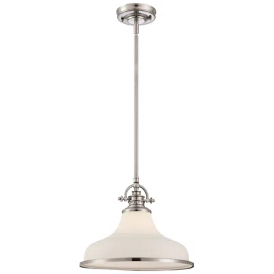 Quoizel Grant 13 1/2" Wide Nickel And White Dome Light Pendant