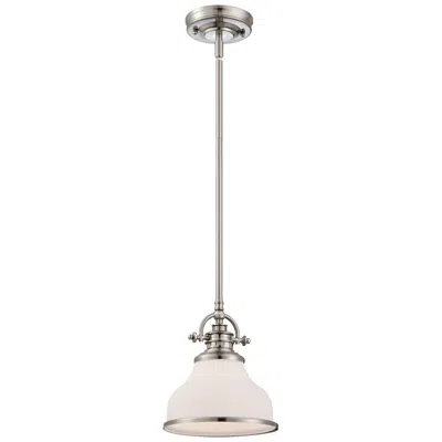 Quoizel Grant 8" Wide Brushed Nickel Opal White Glass Mini Pendant