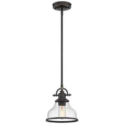 Quoizel Grant 8" Wide Palladian Bronze Seeded Glass Mini Pendant