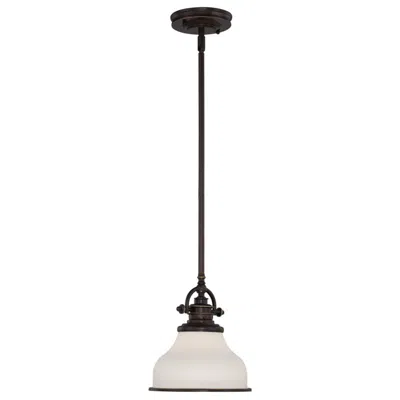 Quoizel Grant 8" Wide Palladian Bronze White Glass Mini Pendant