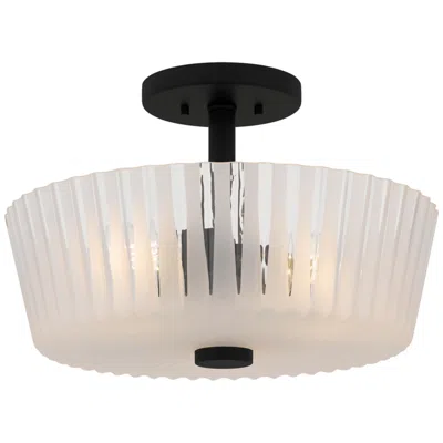 Quoizel Gray 16" Wide 3-light Matte Black Semi-flush Ceiling Light