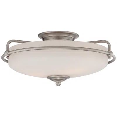 Quoizel Griffin 17" Wide Nickel And White Glass Floating Ceiling Light