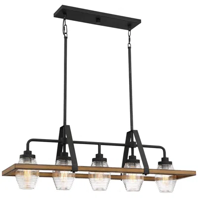 Quoizel Guilford 39 1/2" Wide Gray Ash 5-light Island Pendant