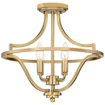 Quoizel Harvel 16" Wide Weathered Brass 4-light Ceiling Light In Gold