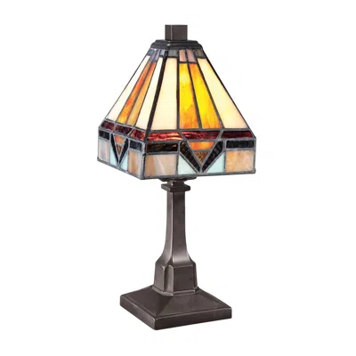 Quoizel Holmes 12" High Bronze Tiffany Accent Table Lamp