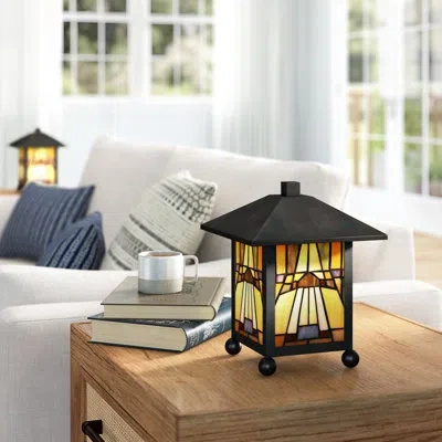 Quoizel Inglenook 10.75" Yellow/brown Table Lamp In Yellow,brown;yellow,brown
