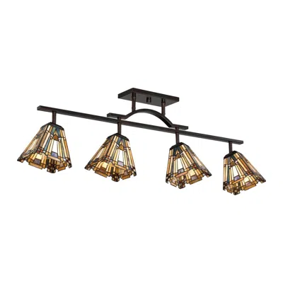 Quoizel Inglenook 42" 4-light Bronze Tiffany-style Track Fixture
