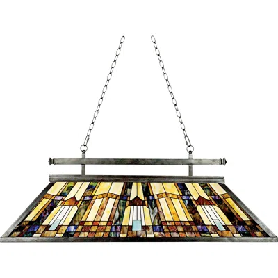 Quoizel Inglenook 47 1/2" Tiffany-style Kitchen Island Chandelier In Multi