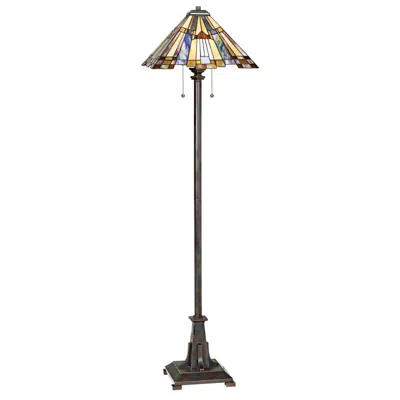 Quoizel Inglenook 62" Mission Tiffany-style Art Glass Floor Lamp In Multi