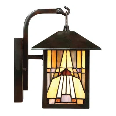 Quoizel Inglenook Valiant Bronze Stained Glass Outdoor Wall Lantern In Powder Coated Finish