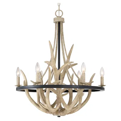 Quoizel Journey 26.3" Wide 6-light Faux Antler Rustic Chandelier