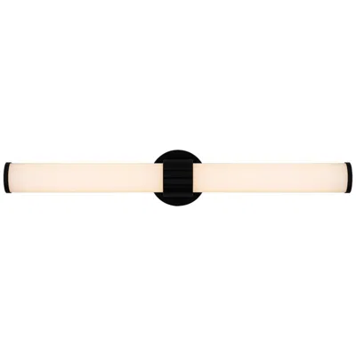 Quoizel Kaye 28" Wide Matte Black White Glass Linear Led Bath Light