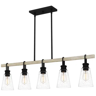 Quoizel Kingsbridge 42"w Earth Black 5-light Island Pendant