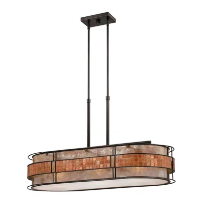 Quoizel Laguna 37" Wide Mosaic Tile Oval Island Light Chandelier