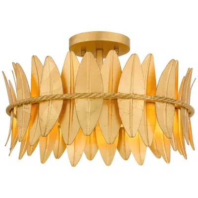 Quoizel Liza 16" Wide Gold Leaf 3-light Ceiling Light