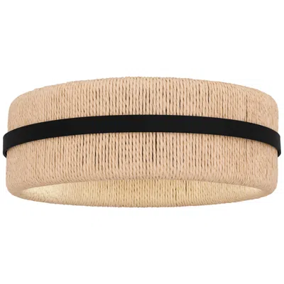 Quoizel Maeve 14" Wide 2-light Matte Black Ivory Rope Flush Mount