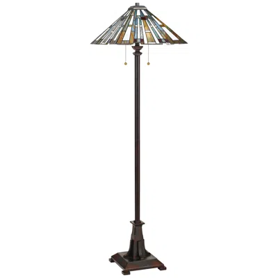 Quoizel Maybeck 62" High Valiant Bronze Tiffany-style Floor Lamp