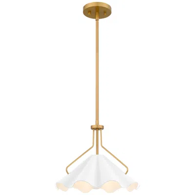 Quoizel Mejia 14" Wide Aged Brass And White Pendant Light