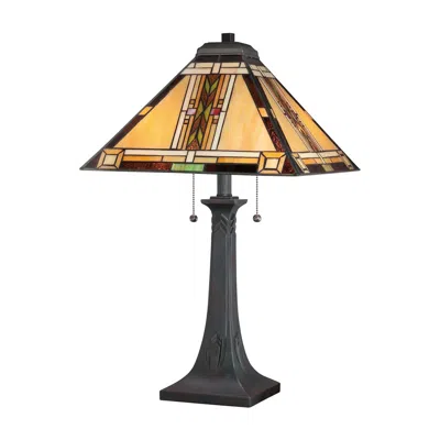 Quoizel Mission 25" High Tiffany-style Art Glass Table Lamp In Multi