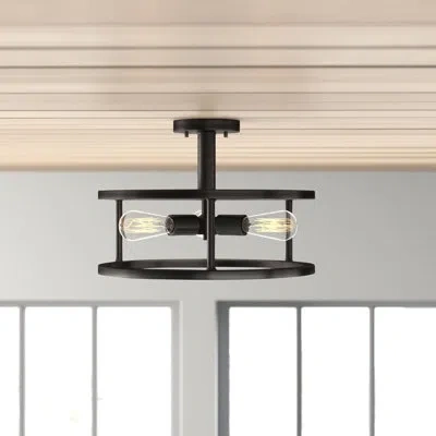 Quoizel New Harbor 3 - Light 15" Semi Flush Mount Light In Western Bronze
