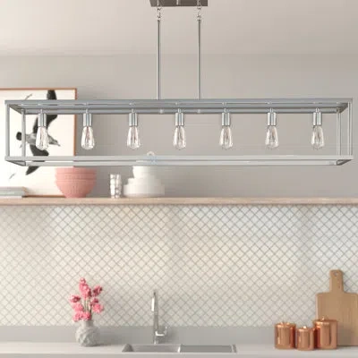 Quoizel New Harbor 7 - Light Kitchen Island Linear Pendant In Brushed Nickel