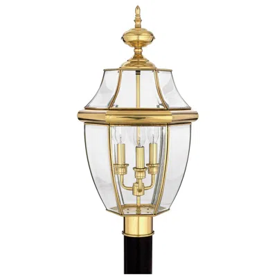 Quoizel Newbury 23" High Traditional Brass Outdoor Post Light Lantern