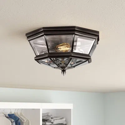 Quoizel Newbury 3-light 15.25" Flush Mount In Medici Bronze
