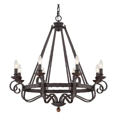 Quoizel Noble 32" Wide Rustic Black Metal 8-light Chandelier
