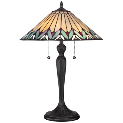 Quoizel Pearson 23" High Twin Light Tiffany-style Table Lamp In Black