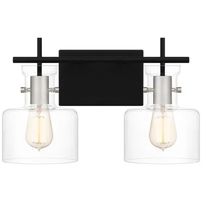 Quoizel Pensbury 16" Wide Matte Black Clear Glass 2-light Wall Sconce