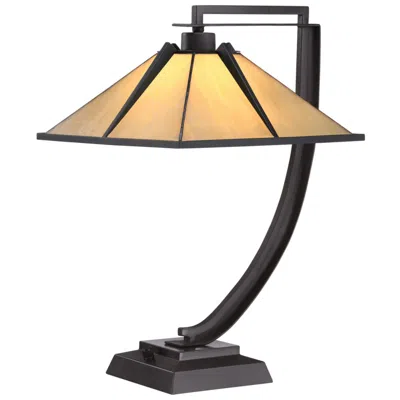 Quoizel Pomeroy 21" Vintage Bronze Tiffany Style Accent Table Lamp