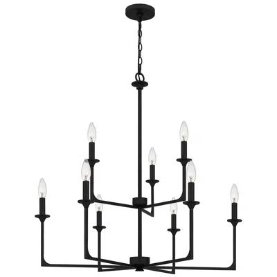 Quoizel Prescott 32"w Matte Black 9-light 2-tier Chandelier