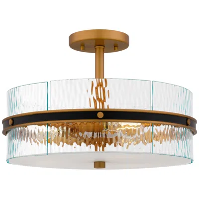 Quoizel Reagan 16" Wide Matte Black And Gold Ceiling Light In Brown