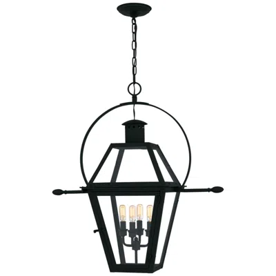 Quoizel Rue De Royal 29 1/2"h Black 4-light Outdoor Hanging Light