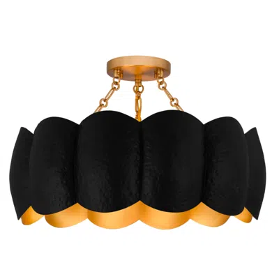 Quoizel Santana 19 1/2"w Matte Black And Gold Ceiling Light