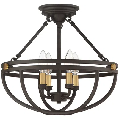 Quoizel Sergeant 15 3/4" Wide Western Bronze 4-light Ceiling Light In Black