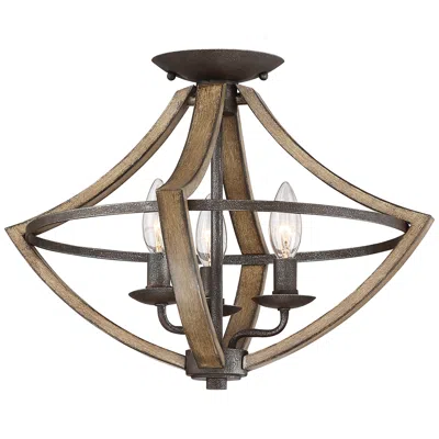 Quoizel Shire 16 1/2"w Rustic Black 3-light Ceiling Light