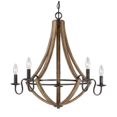 Quoizel Shire 26 1/2" Wide Rustic Black 5-light Chandelier In Brown