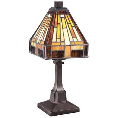 Quoizel Stephen 12" High Vintage Bronze Tiffany Style Accent Lamp In Multi