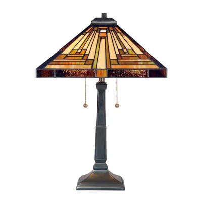 Quoizel Stephen 23" Vintage Mission Bronze Tiffany-style Table Lamp