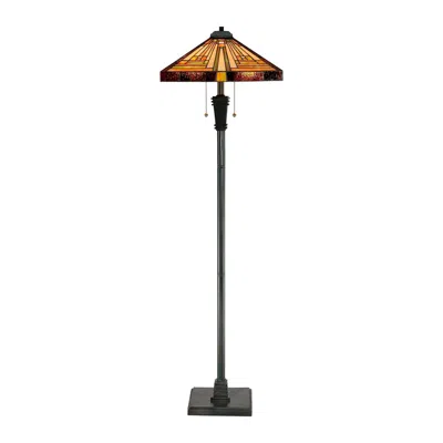 Quoizel Stephen 59 1/2" Tiffany-style Art Glass Floor Lamp In Black