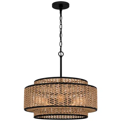 Quoizel Teton 20" Wide Matte Black Natural Rope 5-light Pendant
